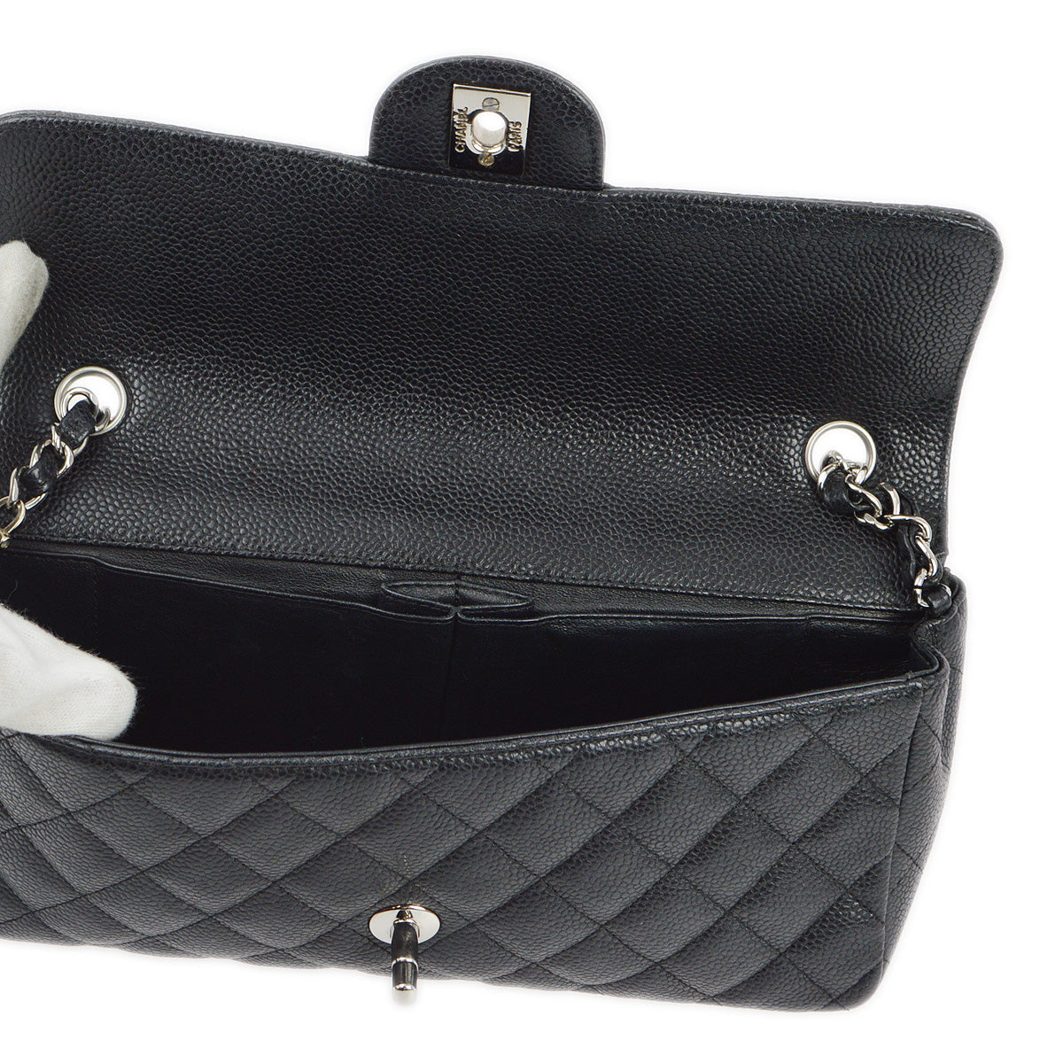 Chanel 2006-2008 Black Caviar East West Shoulder Bag
