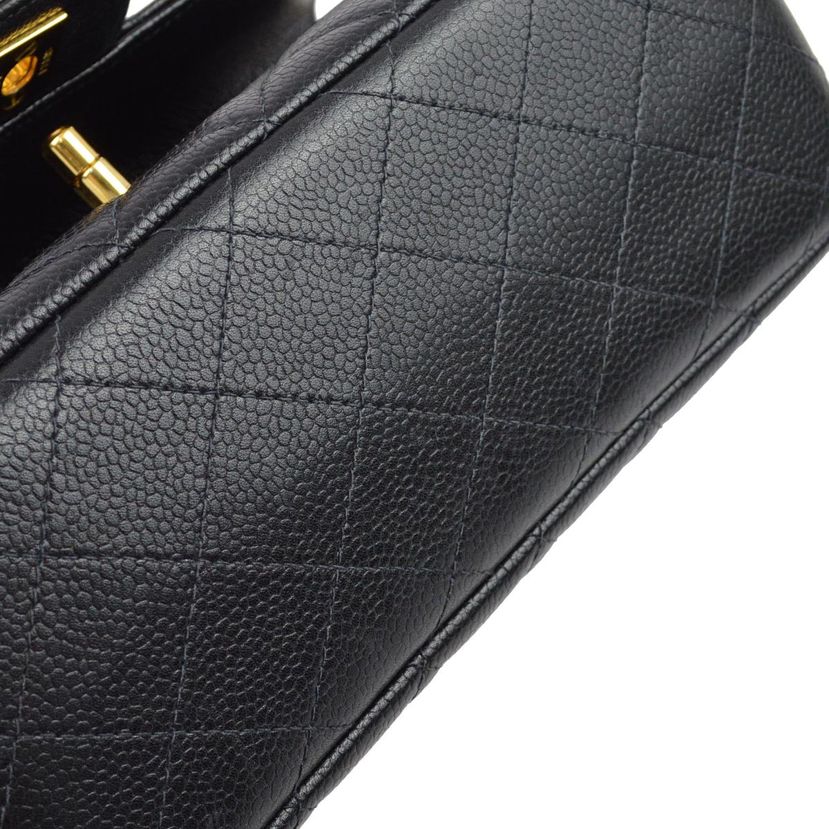 Chanel 1996-1997 Black Caviar Double Sided Classic Flap Shoulder Bag
