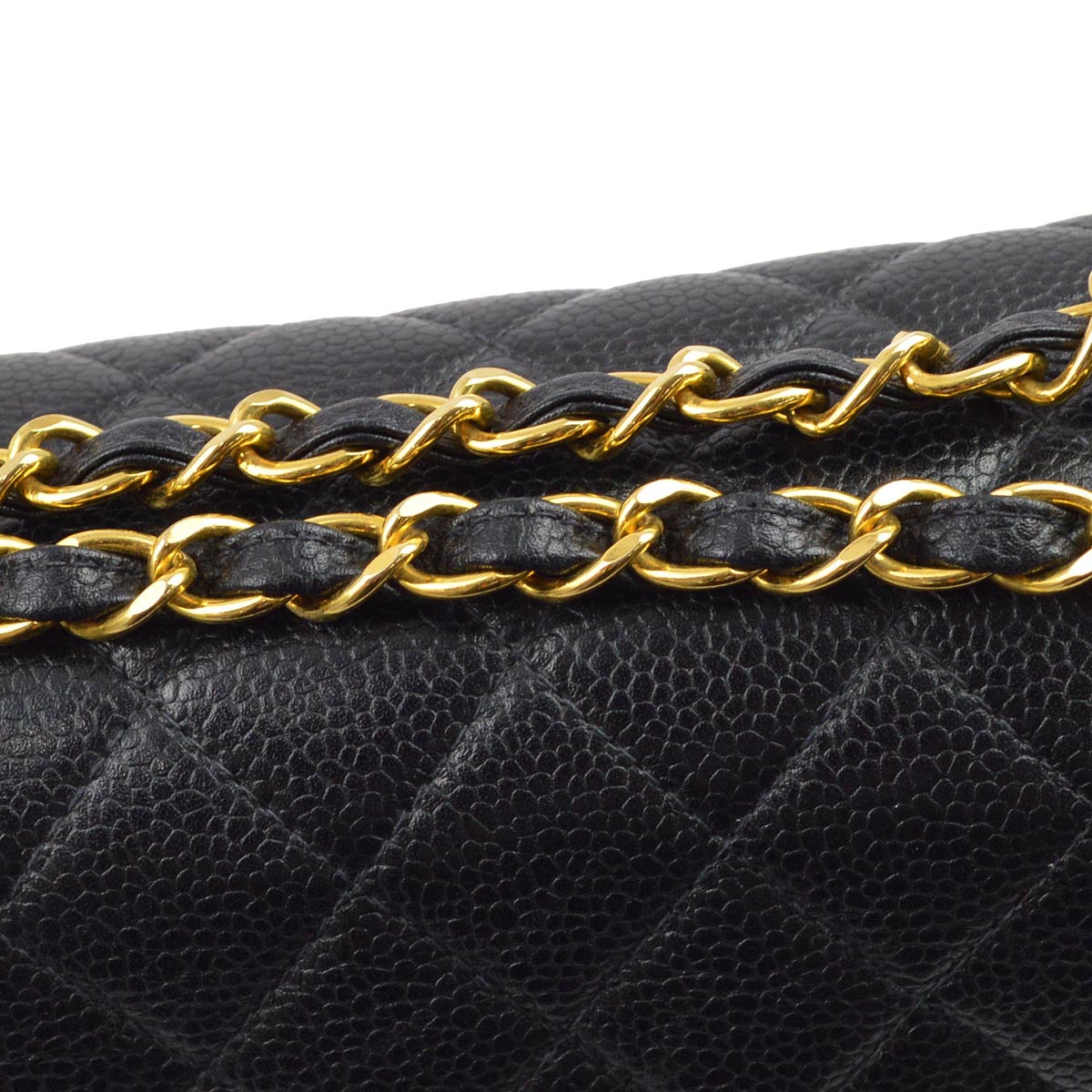 Chanel 1996-1997 Black Caviar Double Sided Classic Flap Shoulder Bag