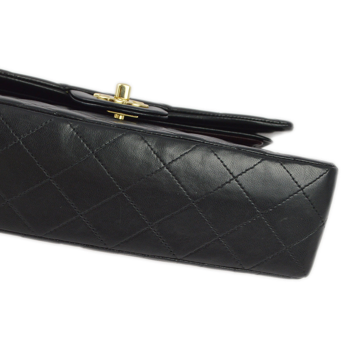 Chanel 2001-2003 Black Lambskin Small Classic Double Flap Shoulder Bag