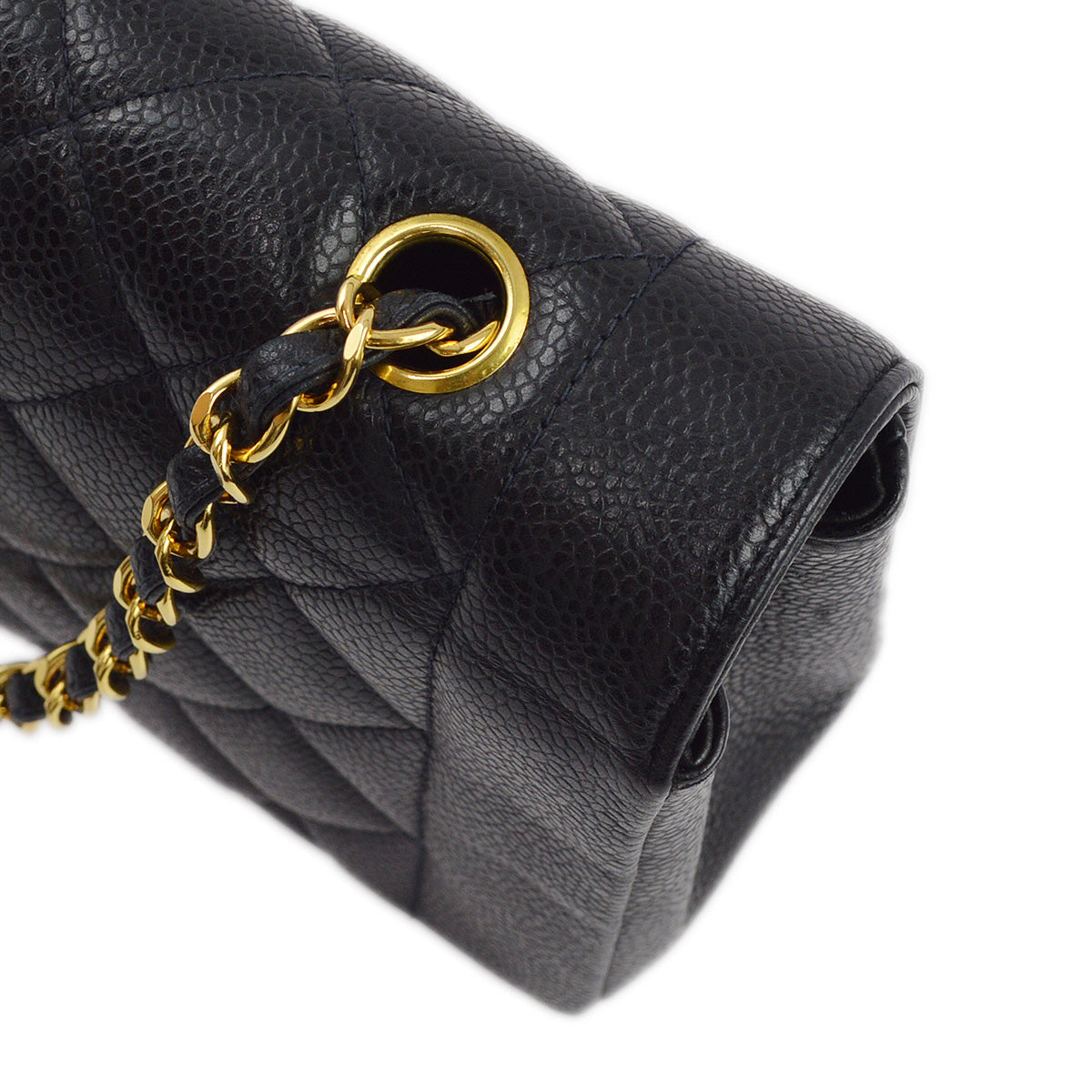 Chanel 1991-1994 Black Caviar Small Diana Shoulder Bag