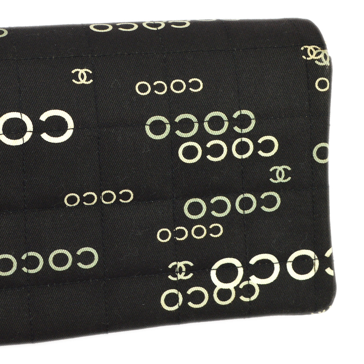 Chanel 2000-2001 Black Canvas COCO East West Choco Bar Shoulder Bag