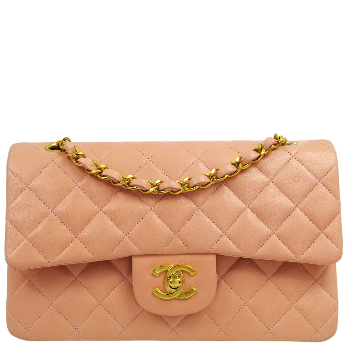 Chanel * 1994-1996 Pink Lambskin Small Classic Double Flap Shoulder Bag