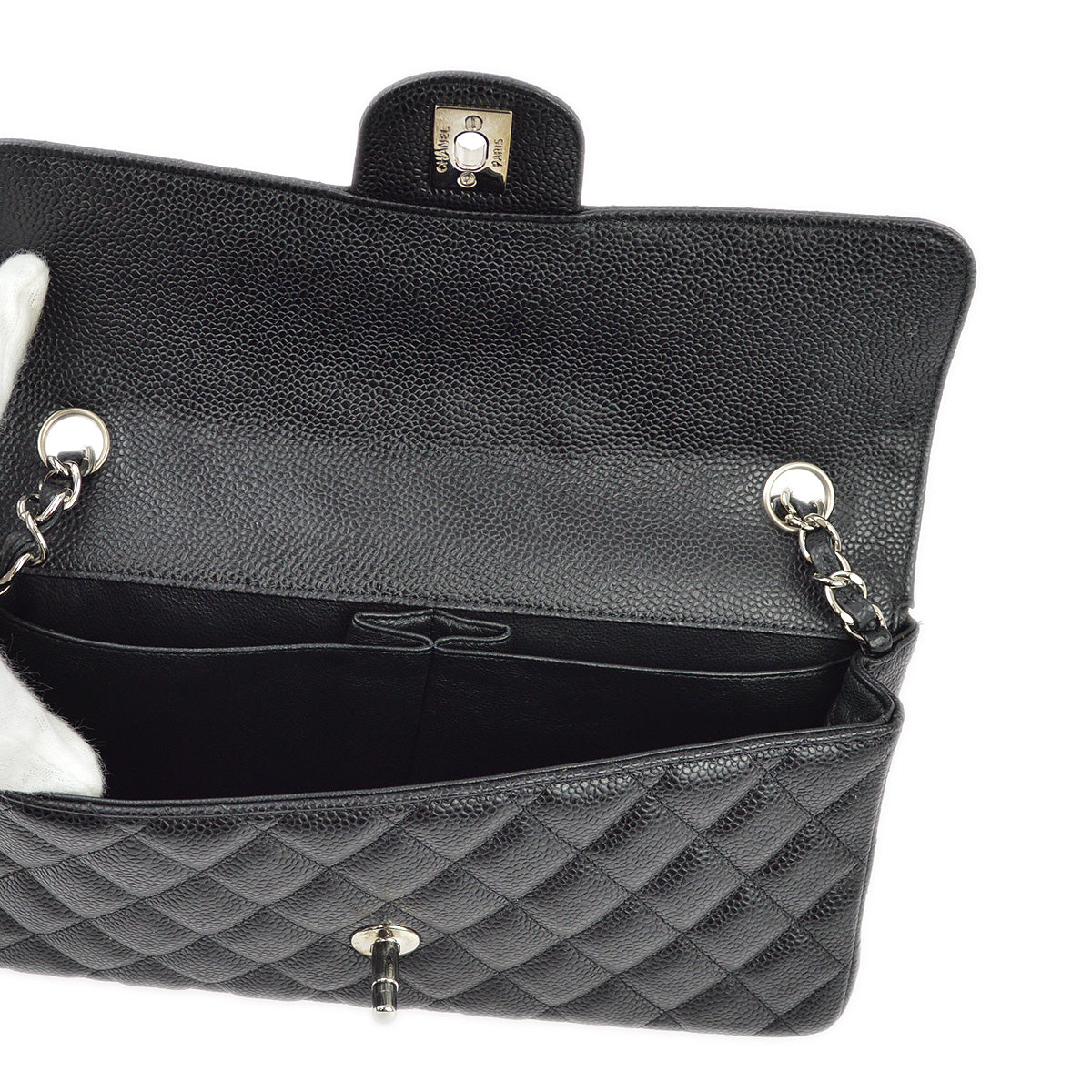 Chanel 2009-2010 Black Caviar East West Shoulder Bag