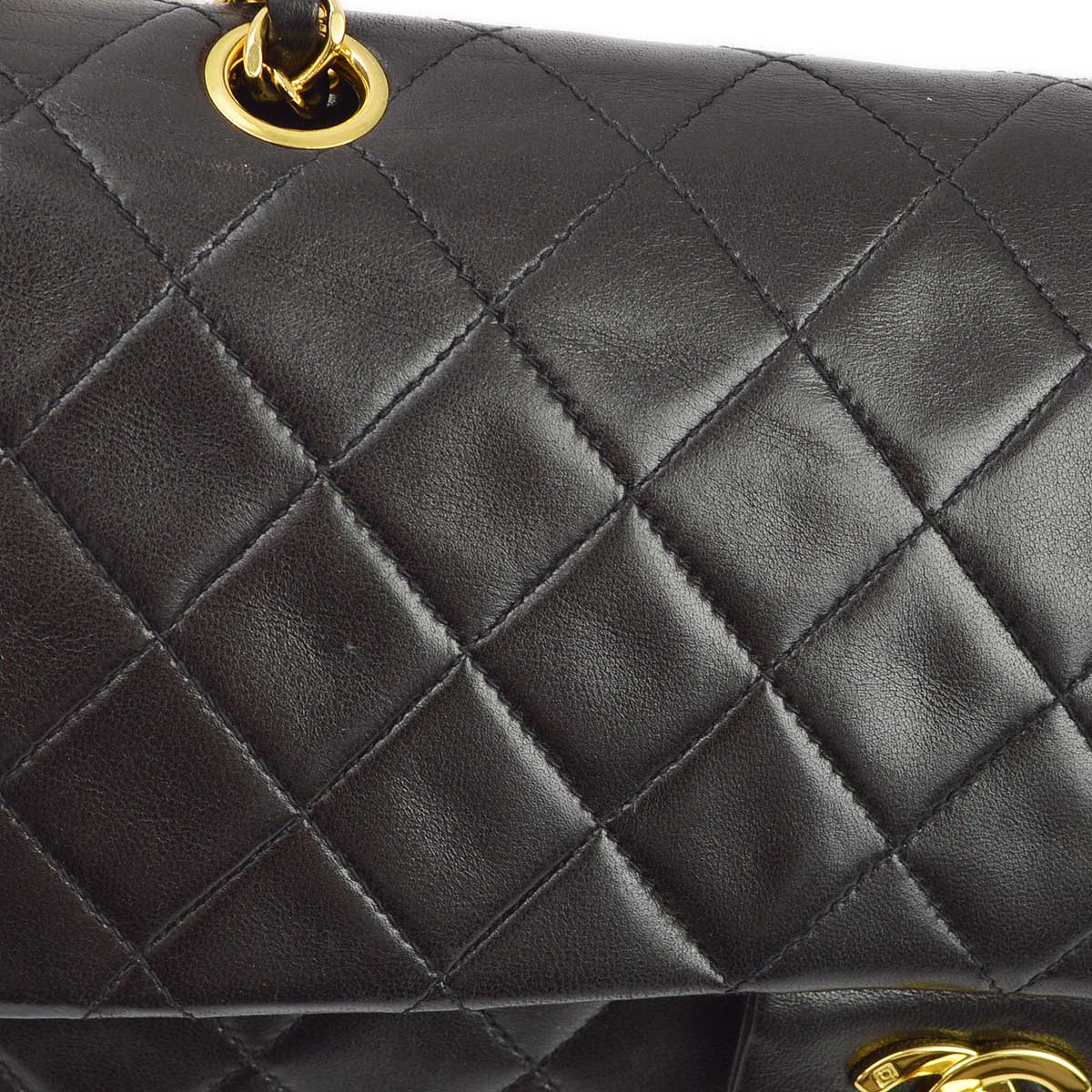 Chanel 1994-1996 Black Lambskin Medium Classic Double Flap Shoulder Bag