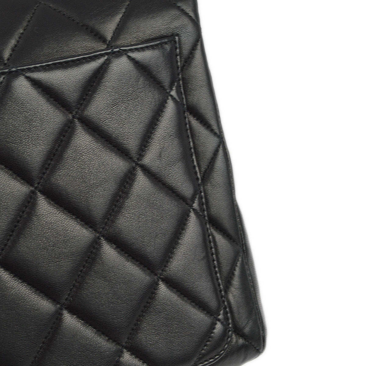 Chanel 1996-1997 Black Lambskin Straight Flap Chain Shoulder Bag
