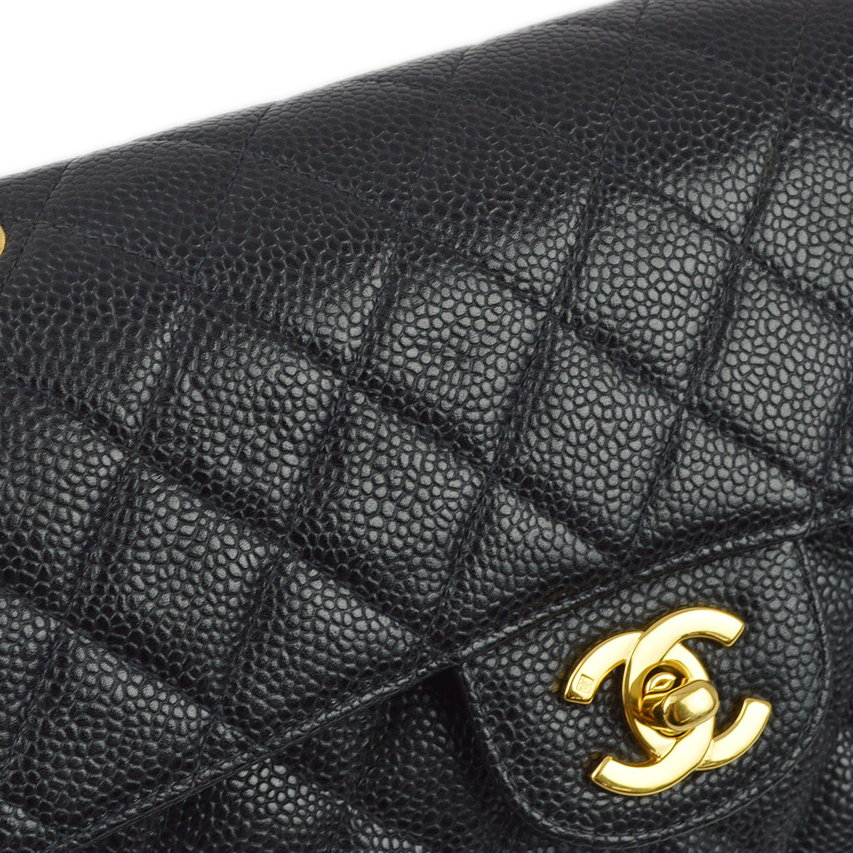 Chanel 2000-2001 Black Caviar Small Classic Double Flap Shoulder Bag