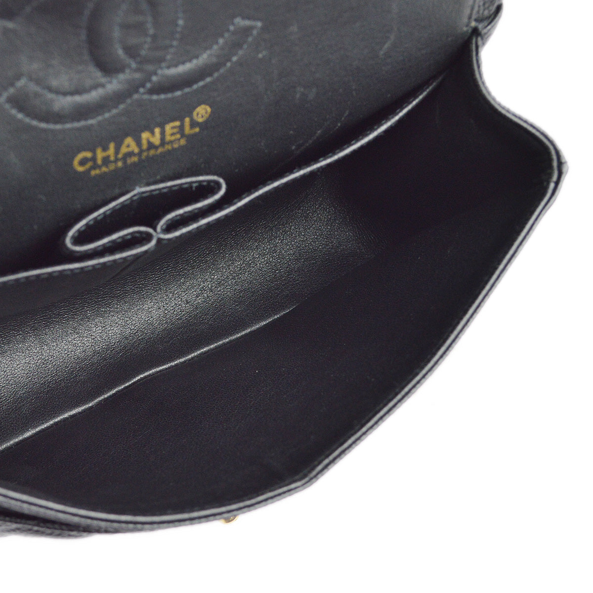Chanel 2000-2001 Black Caviar Small Classic Double Flap Shoulder Bag