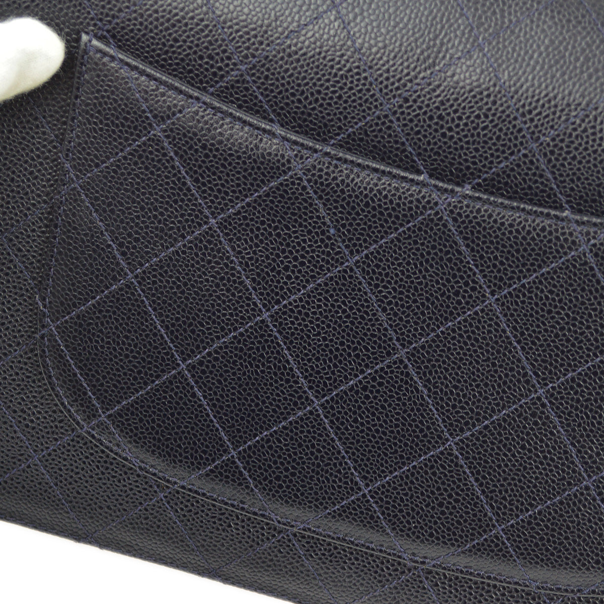 Chanel 1997-1999 Navy Caviar Single Flap Shoulder Bag