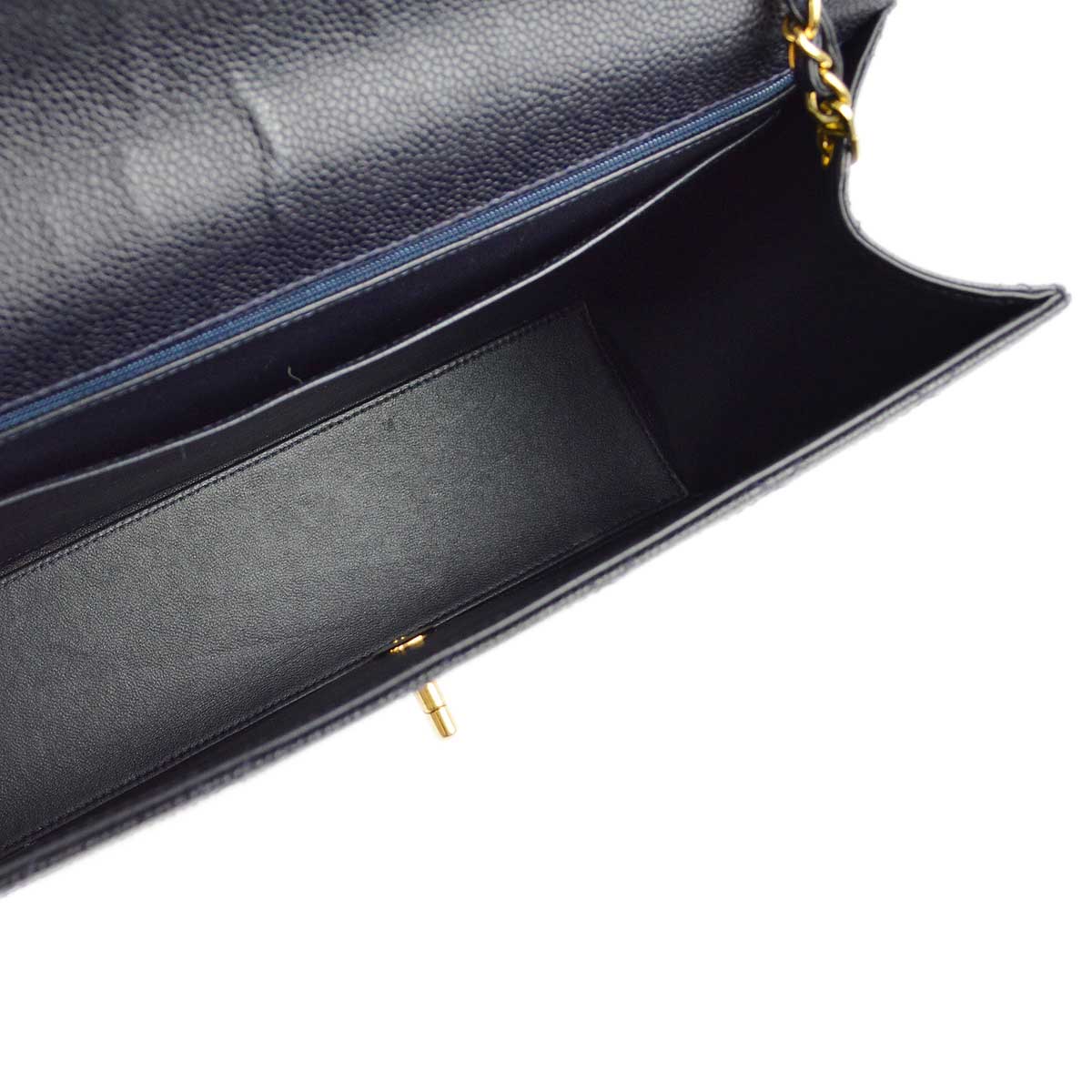 Chanel 1997-1999 Navy Caviar Single Flap Shoulder Bag