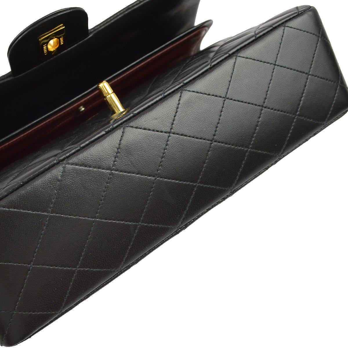 Chanel 1991-1994 Black Lambskin Medium Classic Double Flap Shoulder Bag
