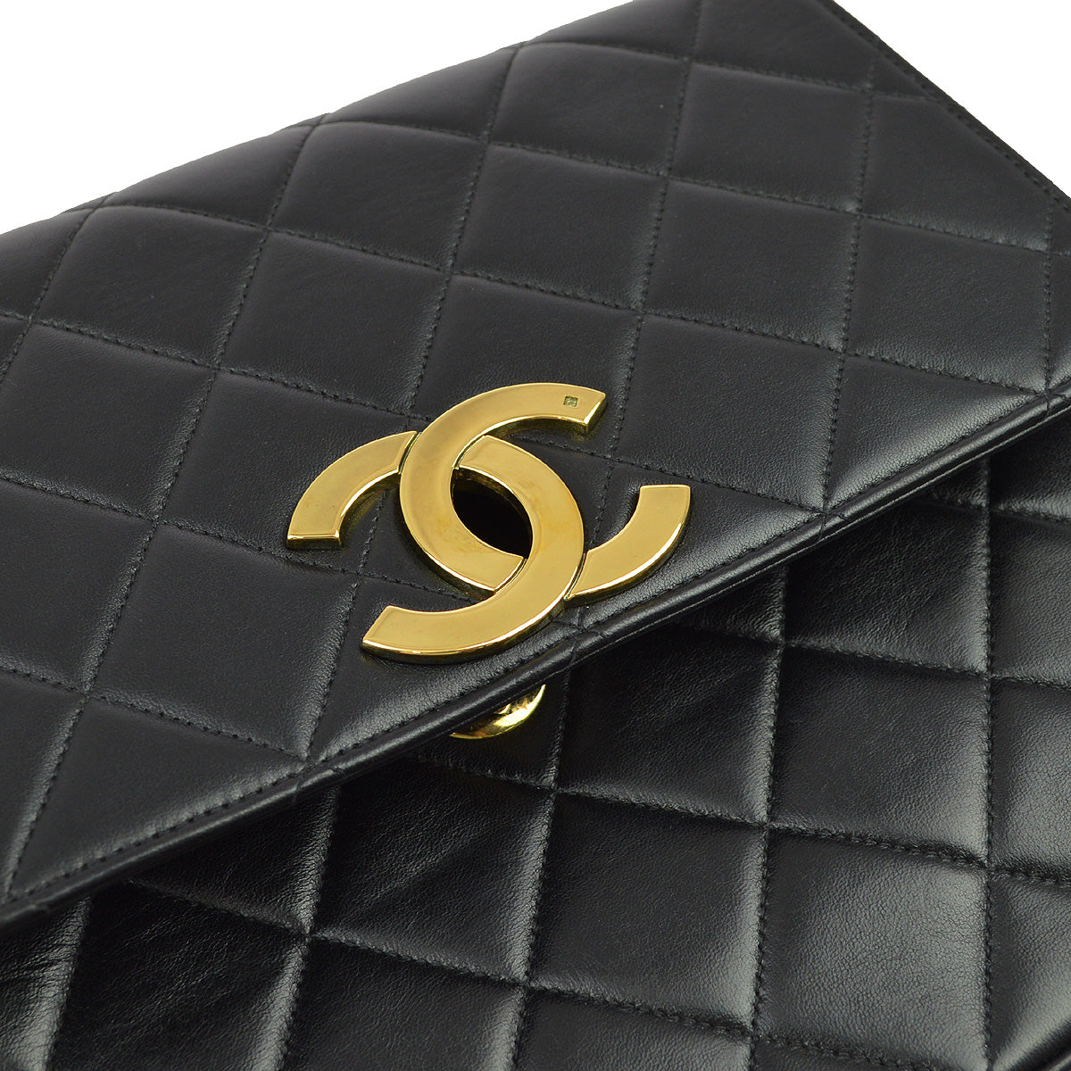 Chanel 1991-1994 Black Caviar Straight Flap Chain Shoulder Bag