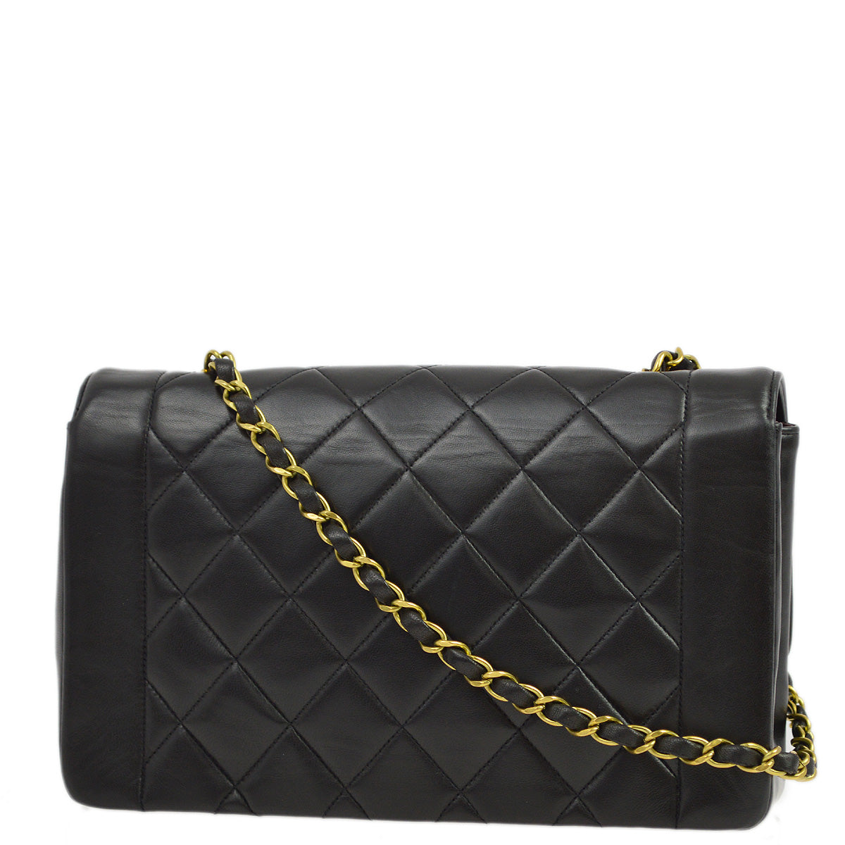 Chanel 1994-1996 Black Lambskin Medium Diana Shoulder Bag