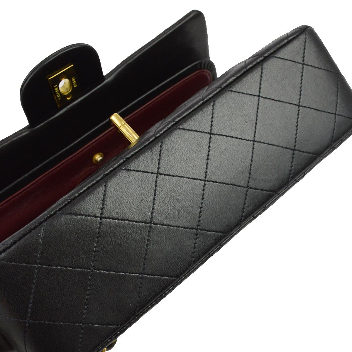 Chanel 1991-1994 Black Lambskin Small Classic Double Flap Shoulder Bag