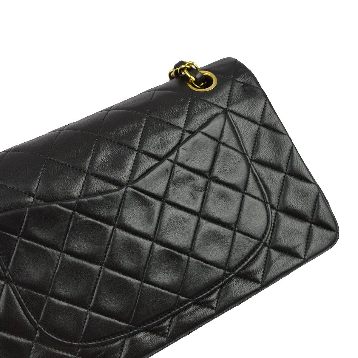 Chanel 1991-1994 Black Lambskin Small Classic Double Flap Shoulder Bag