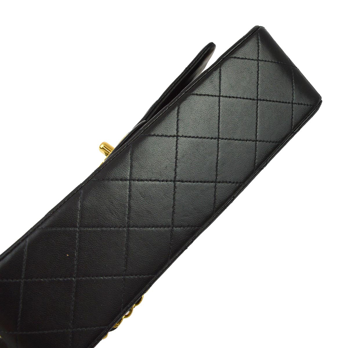 Chanel 1991-1994 Black Lambskin Small Classic Double Flap Shoulder Bag