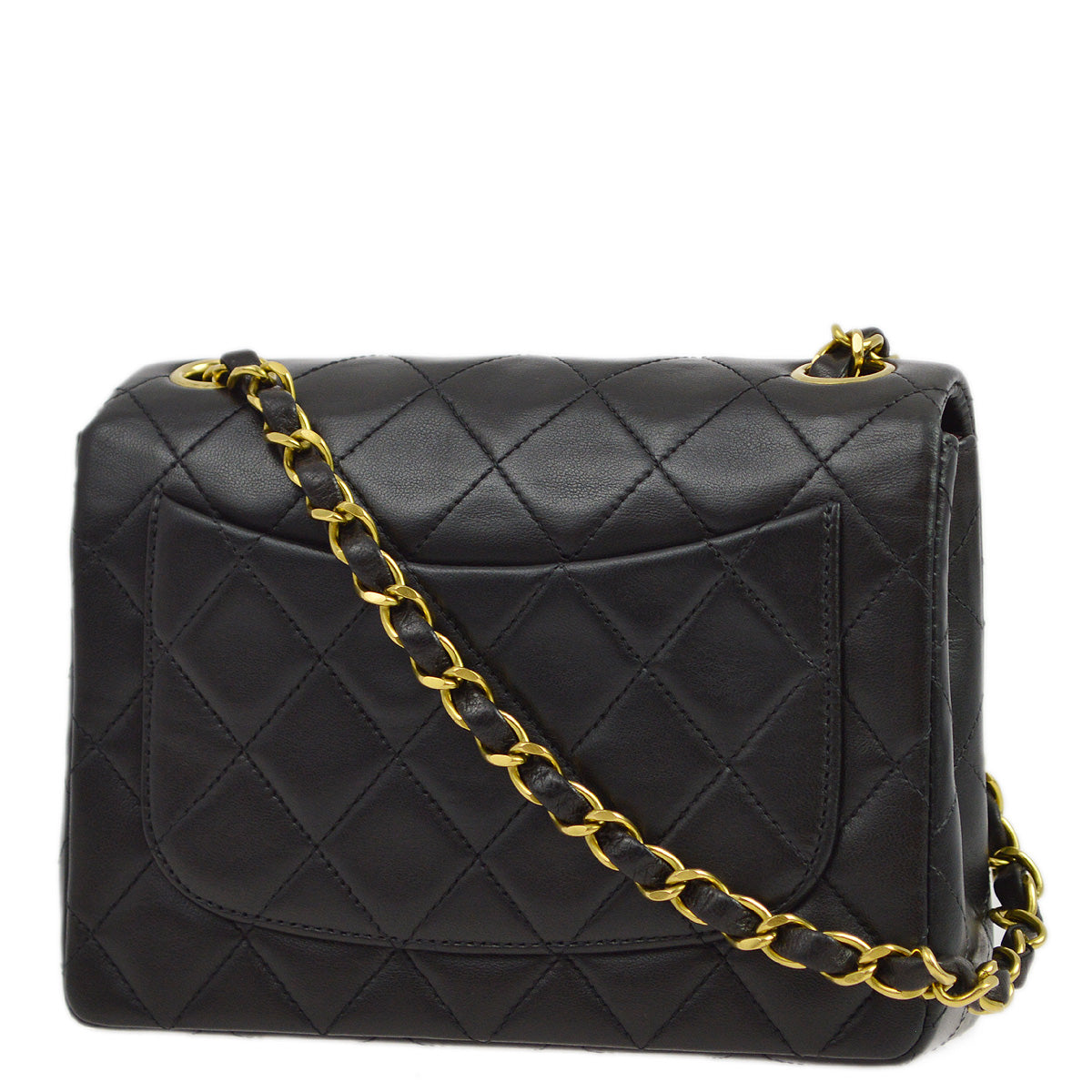 Chanel 1994-1996 Black Lambskin Mini Classic Square Flap Shoulder Bag 17
