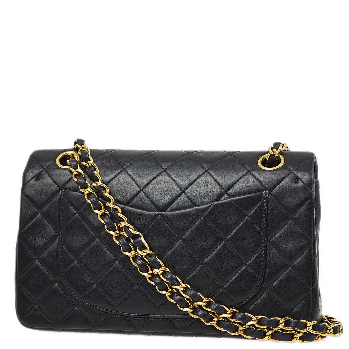 Chanel 1996-1997 Black Lambskin Small Classic Double Flap Shoulder Bag
