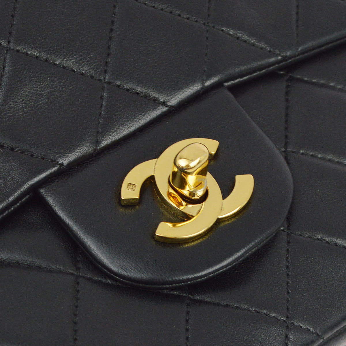 Chanel 1996-1997 Black Lambskin Small Classic Double Flap Shoulder Bag