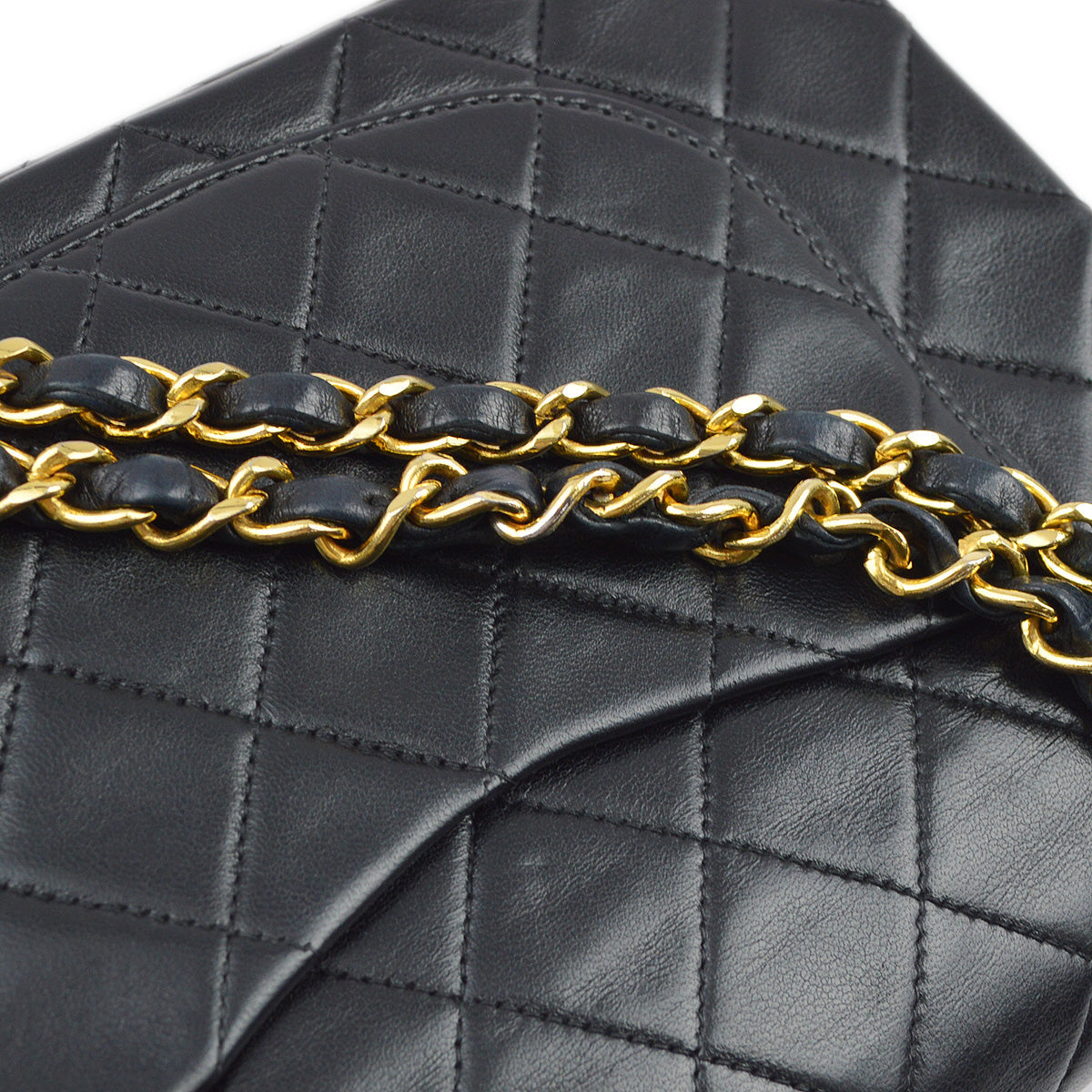 Chanel 1996-1997 Black Lambskin Small Classic Double Flap Shoulder Bag