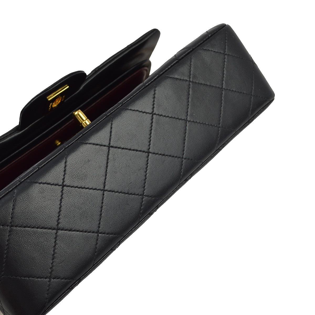 Chanel 1997-1999 Black Lambskin Small Classic Double Flap Shoulder Bag