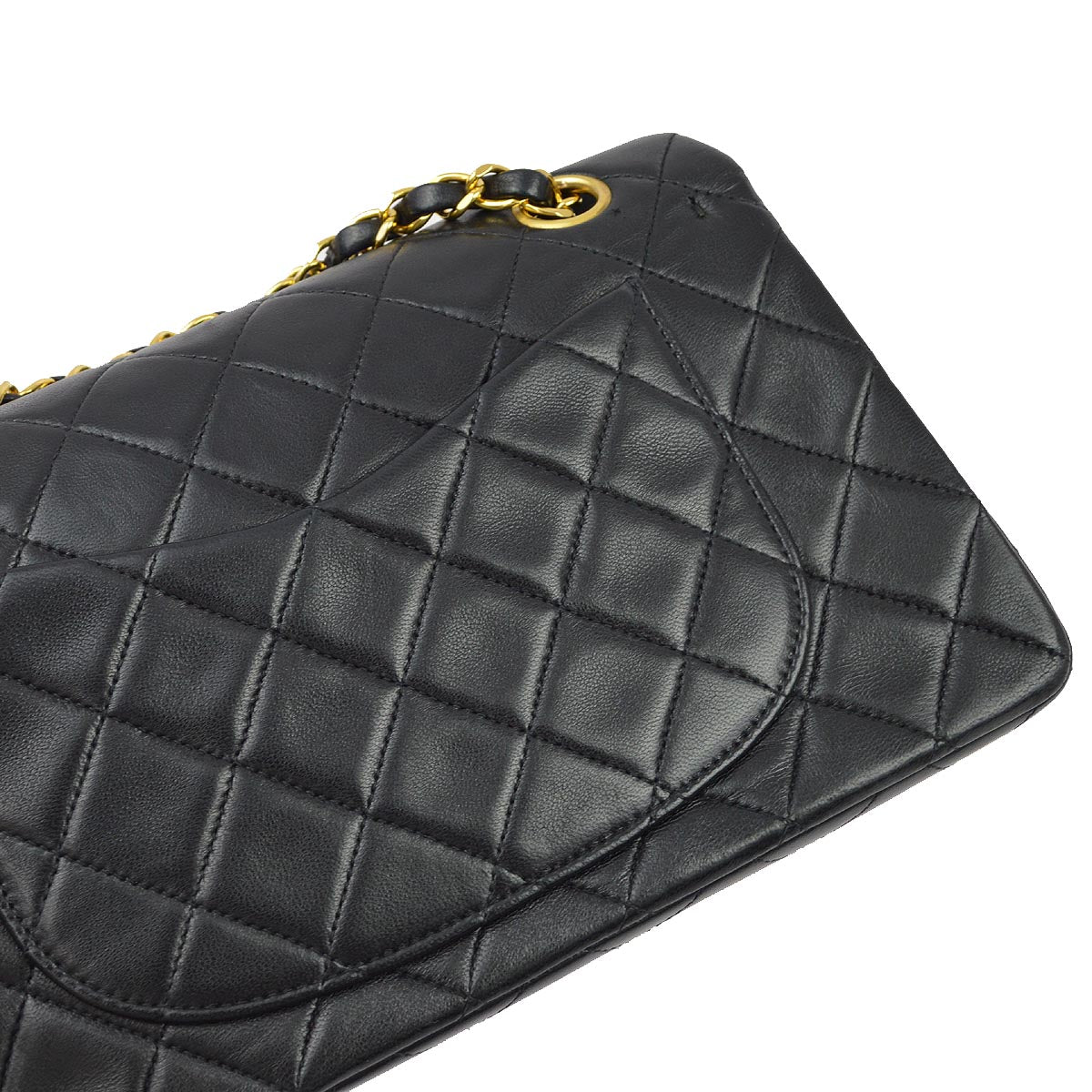 Chanel 1997-1999 Black Lambskin Small Classic Double Flap Shoulder Bag