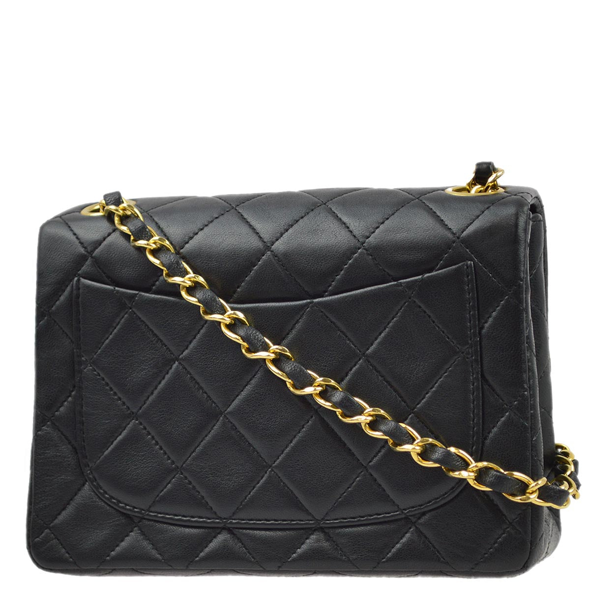 Chanel 1989-1991 Black Lambskin Mini Classic Square Flap Shoulder Bag 17
