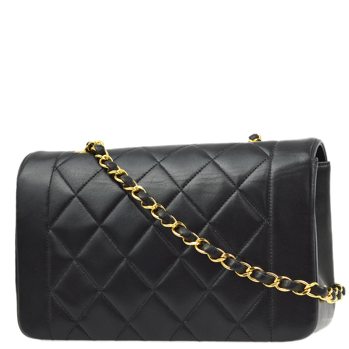 Chanel 1996-1997 Black Lambskin Small Diana Shoulder Bag
