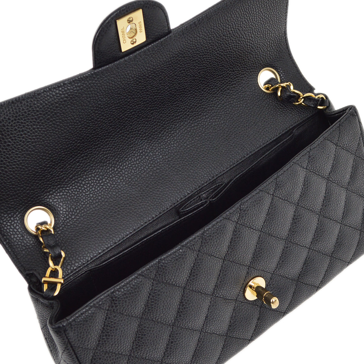 Chanel 2006-2008 Black Caviar East West Shoulder Bag