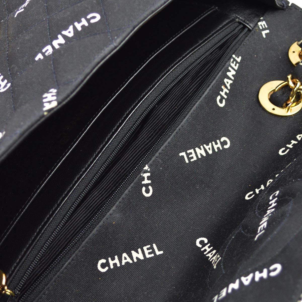 Chanel 1994-1996 Black Canvas Maxi Classic Flap Shoulder Bag