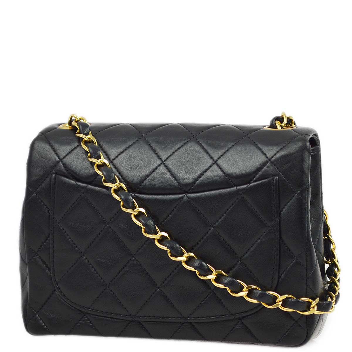 Chanel 1994-1996 Black Lambskin Mini Classic Square Flap Shoulder Bag 17