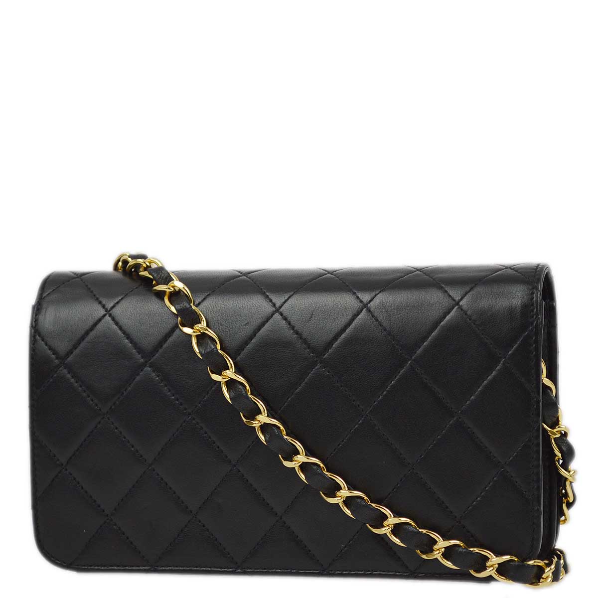 Chanel 2000-2001 Black Lambskin Turnlock Mini Full Flap Shoulder Bag