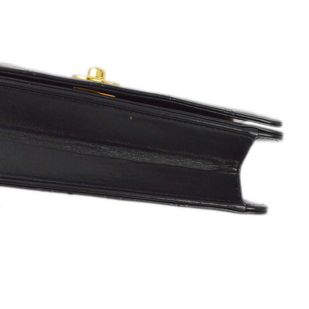 Chanel 2000-2001 Black Lambskin Turnlock Mini Full Flap Shoulder Bag