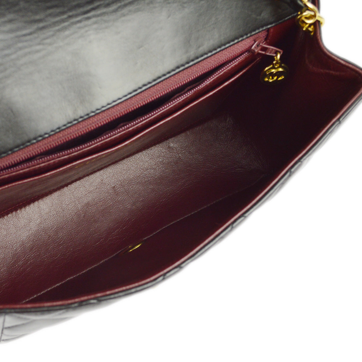 Chanel 1991-1994 Black Lambskin Medium Diana Shoulder Bag