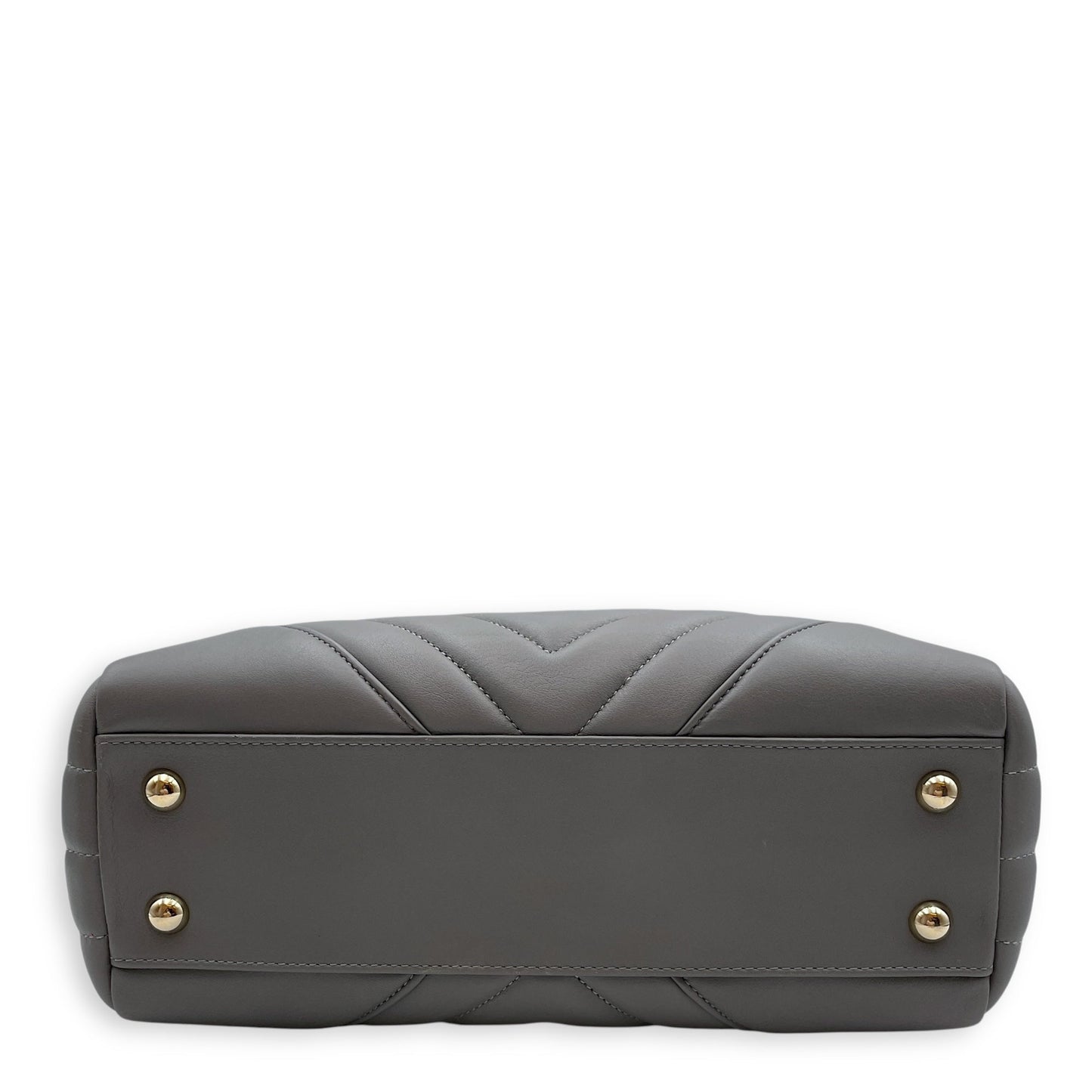 Chevron Print Seasonal Tote 25x21x9cm Grey Shoulder Bag in Lambskin, Gold hardware