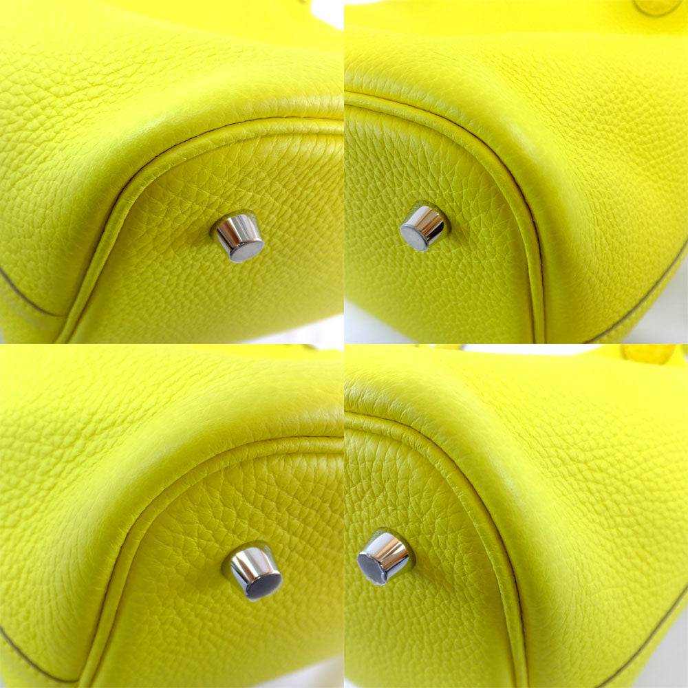 HERMES Hermes Picotin Lock MM Handbag Lime Yellow Silver G Clemence U Shapes Manufactured 2022 Cadena