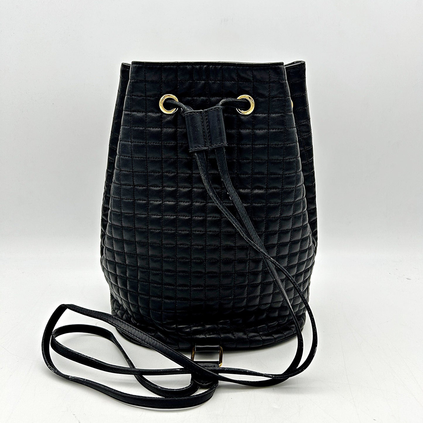 Pre-owned CELINE Calfskin Quilted Small C Backpack Black LA30799