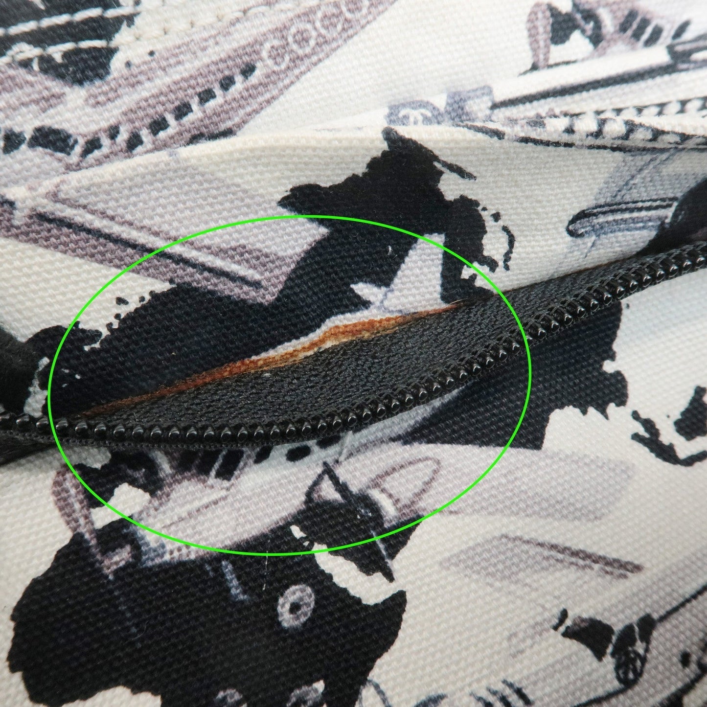 CHANEL Airline Canvas Leather Shoulder Bag Airplane Pattern