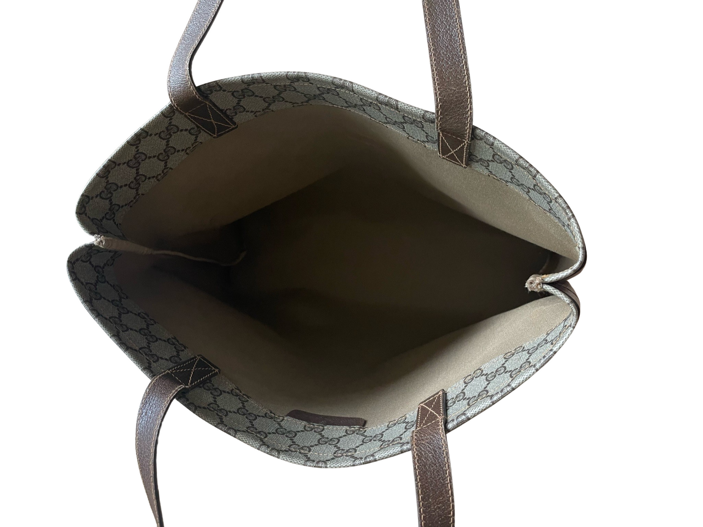 Gucci GG Beige & Brown Leather Tote Bag