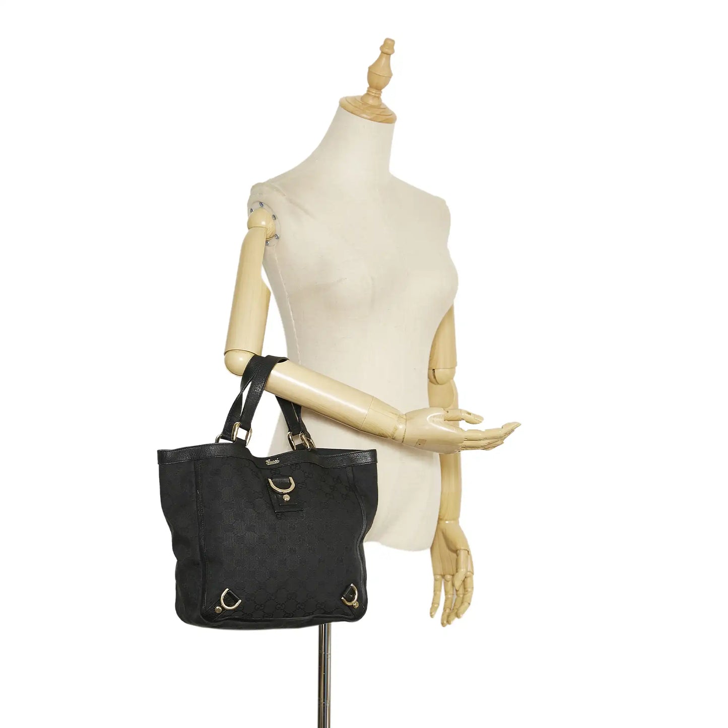 Gucci Abbey Tote Bag Black GG Canvas