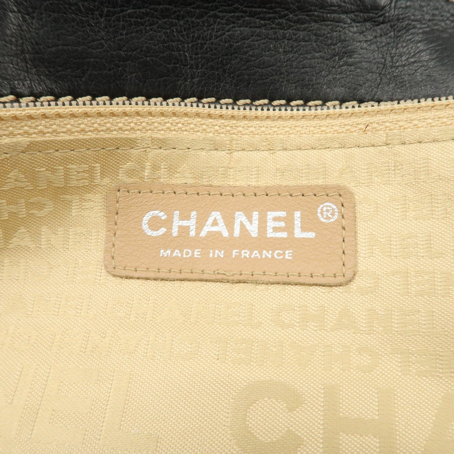 CHANEL COCO Mark Wild Stitch Lamb Skin Chain Shoulder Bag Black