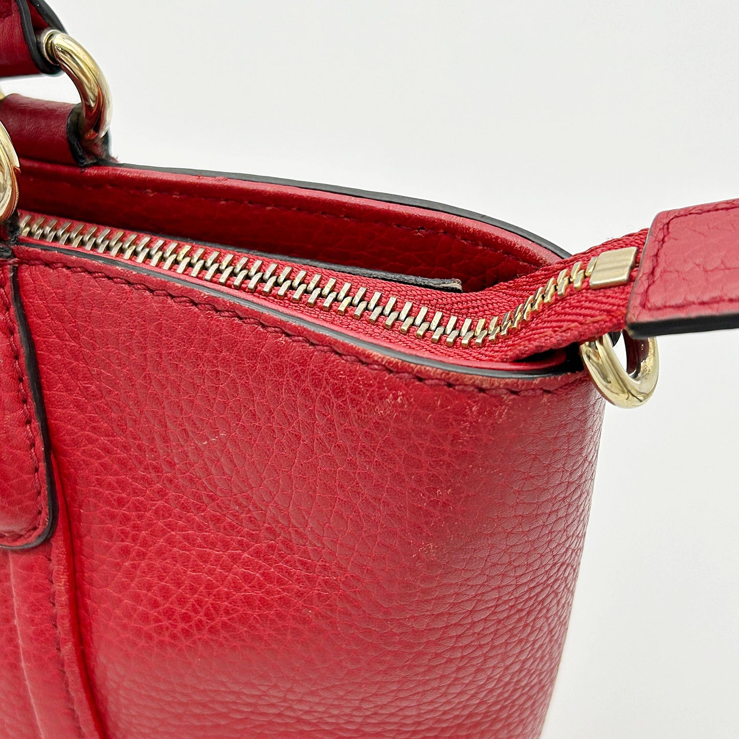Gucci | Bags | Gucci Soho Convertible Top Handle Bag Leather Small Red LA13610