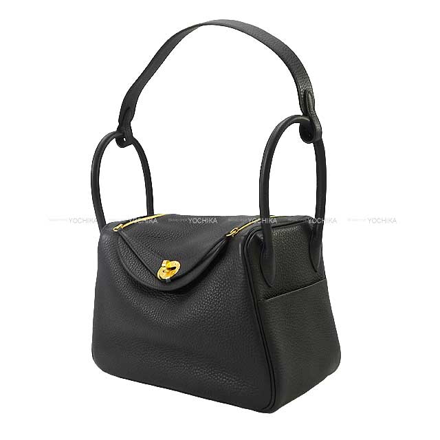 HERMES Shoulder bag Lindy 26 Noir (Black) Taurillon Clemence Gold HW Stamp