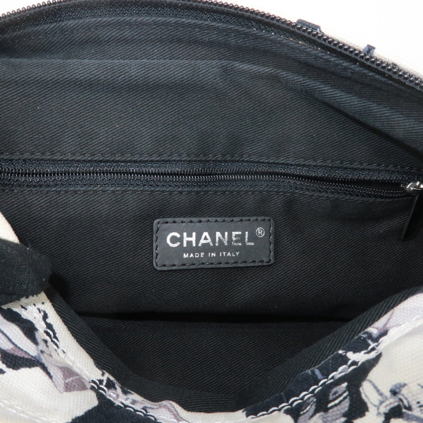 CHANEL Airline Canvas Leather Shoulder Bag Airplane Pattern