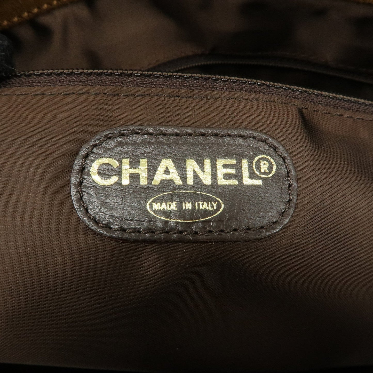 CHANEL Logo Suede Tote Bag Shoulder Bag Brown