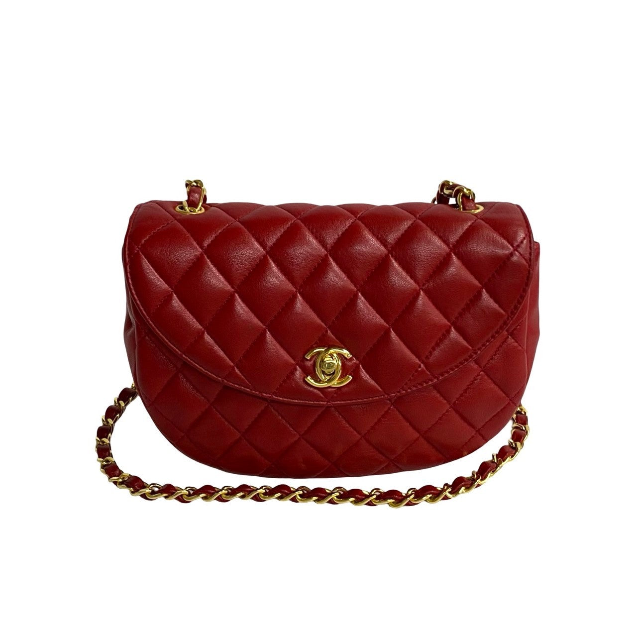 CHANEL Shoulder Bag lambskin Red Matrasse