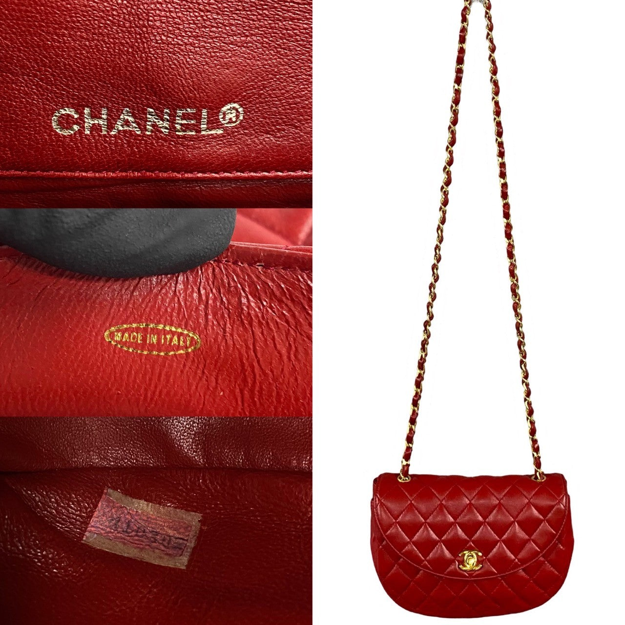 CHANEL Shoulder Bag lambskin Red Matrasse