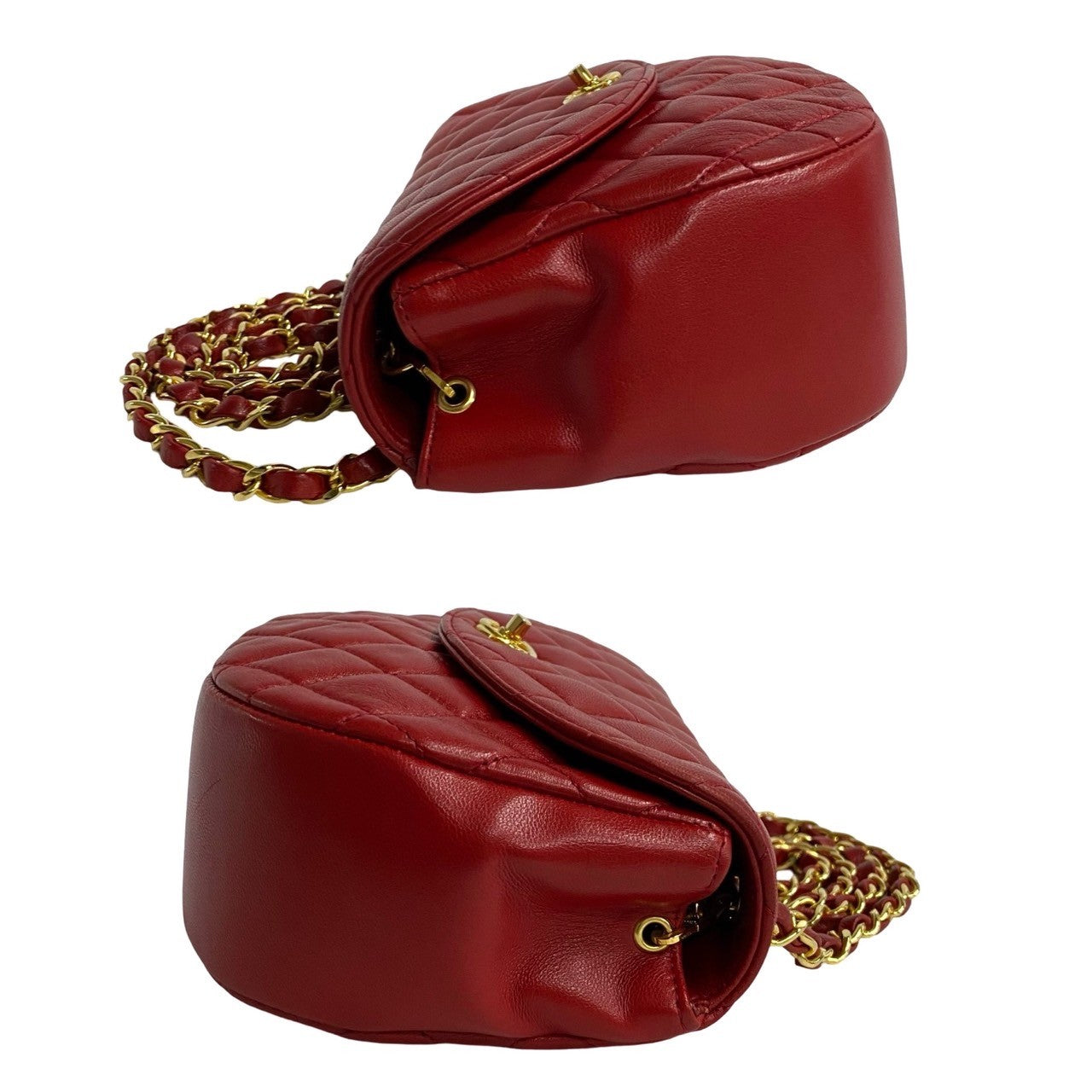 CHANEL Shoulder Bag lambskin Red Matrasse