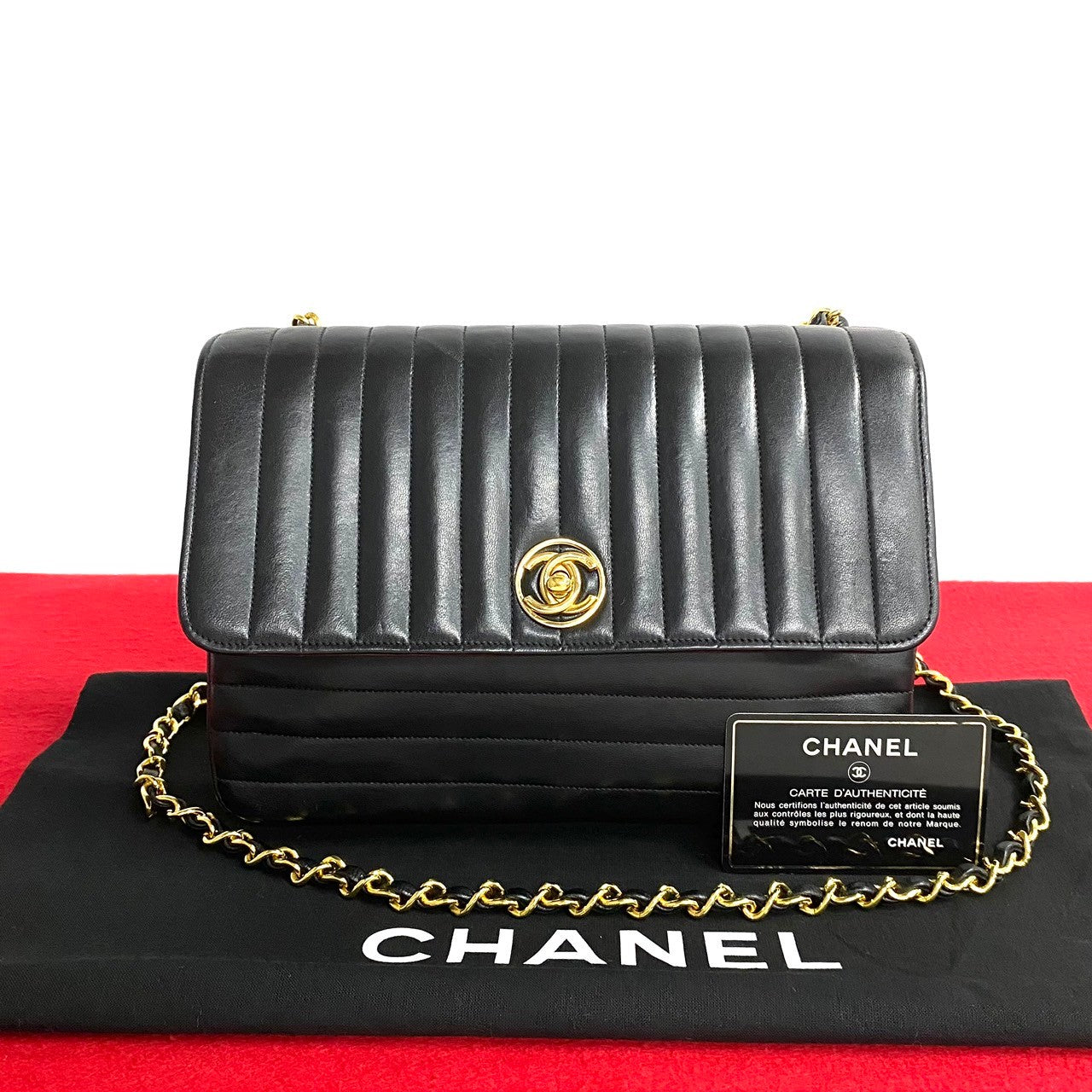 CHANEL Shoulder Bag lambskin black Mademoiselle