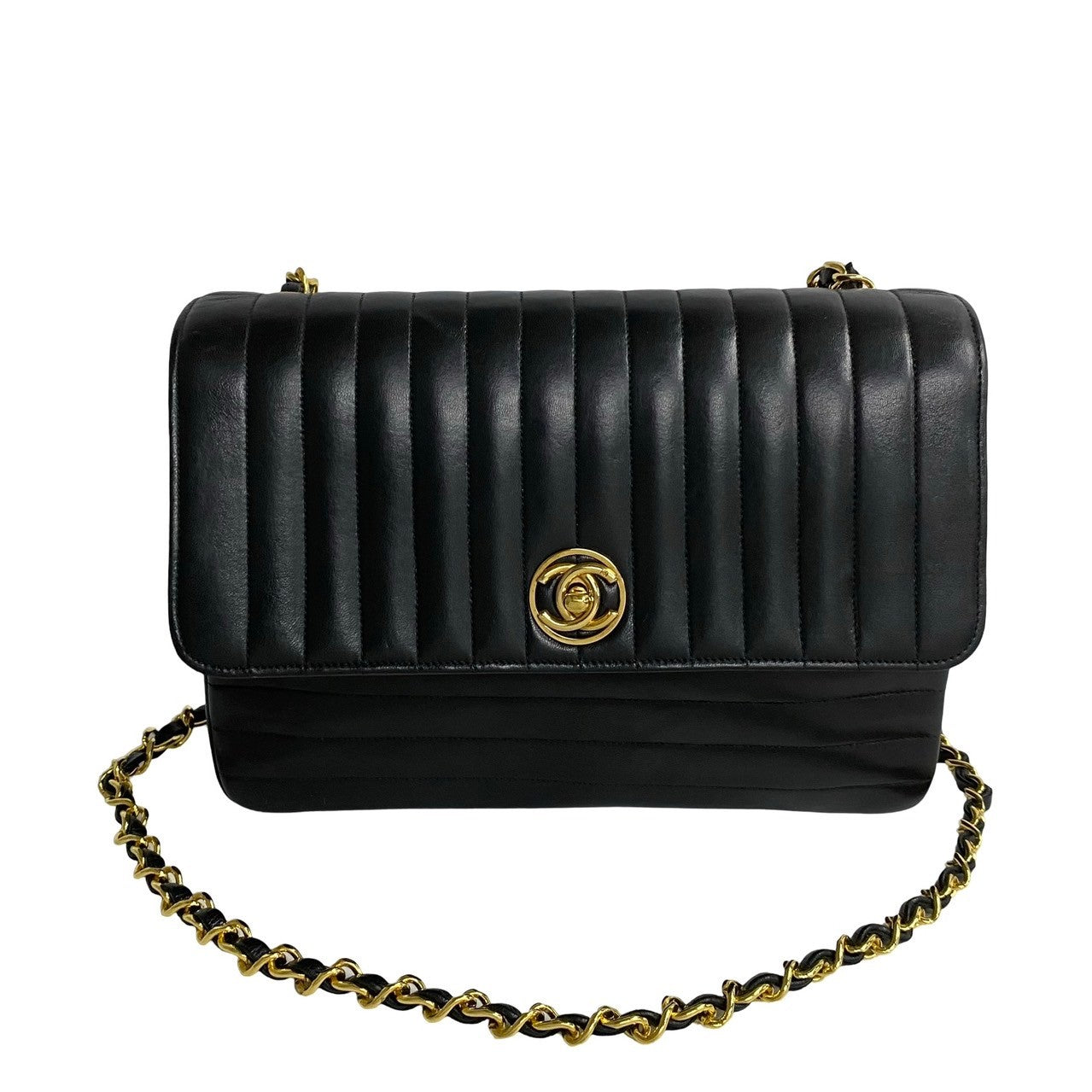 CHANEL Shoulder Bag lambskin black Mademoiselle